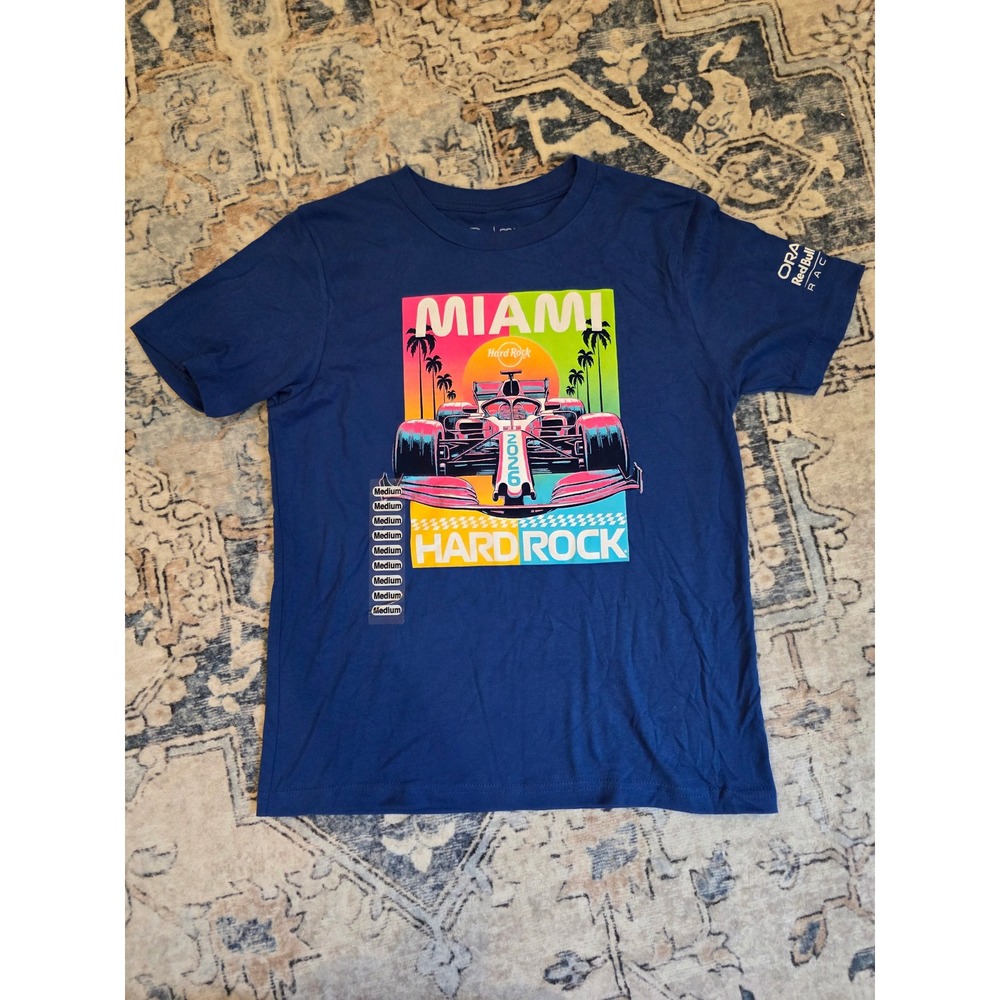 NWT Hard Rock Cafe Youth Medium Miami F1 Grand Prix Graphic Short Sleeve T-Shirt